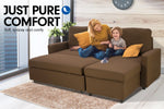 3-Seater Corner Sofa Bed With Storage Lounge Chaise Couch - Brown