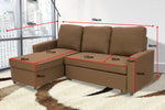 3-Seater Corner Sofa Bed With Storage Lounge Chaise Couch - Brown