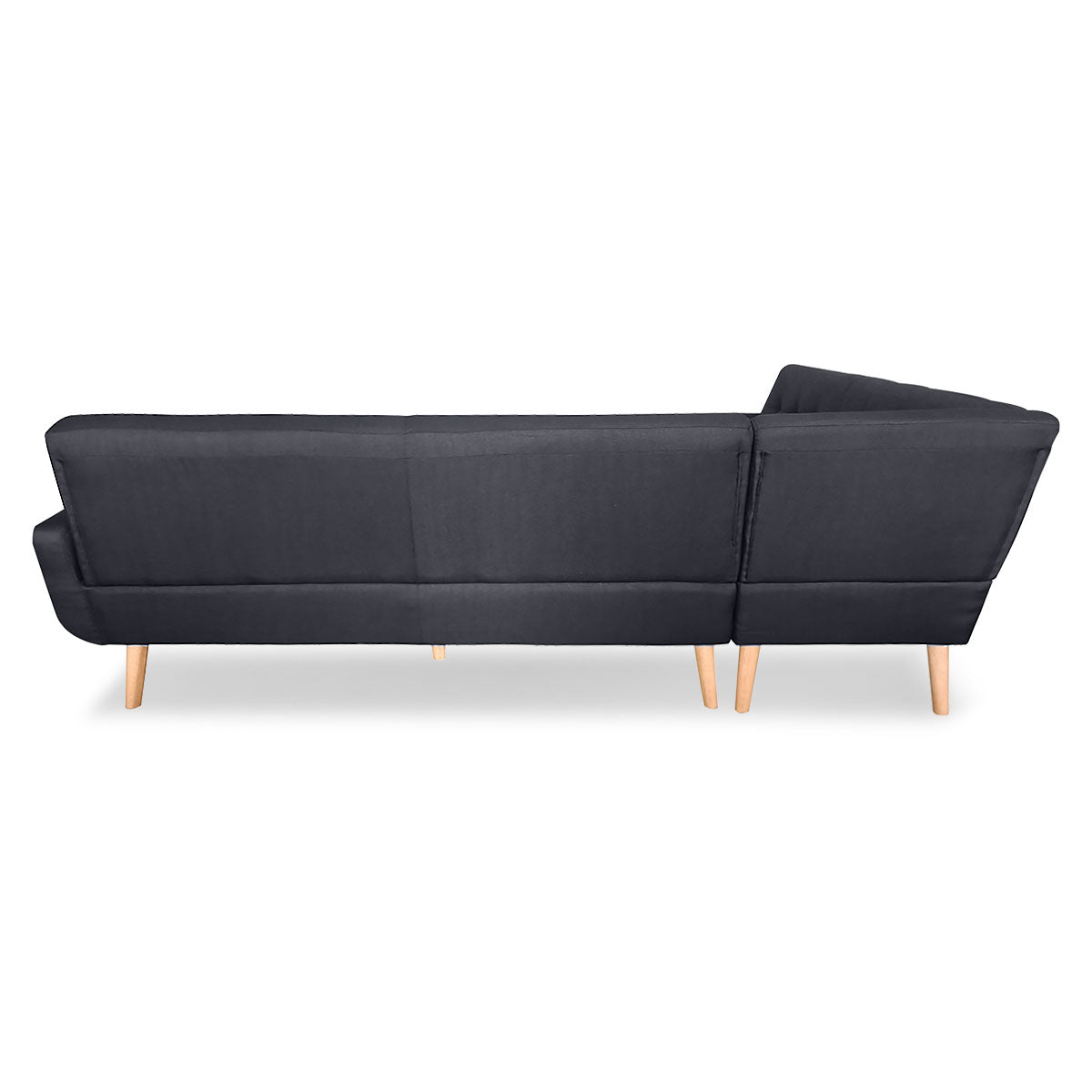 Faux Linen Corner Wooden Sofa Futon Lounge L-shaped with Chaise Black