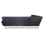 Linen Corner Wooden Sofa Futon Lounge L-shaped with Chaise Black