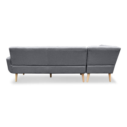 Linen Corner Sofa Lounge L-shaped with Chaise Dark Grey