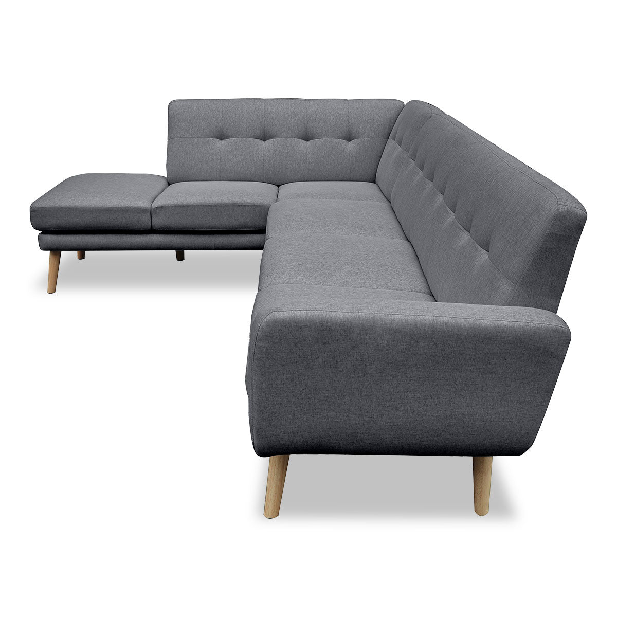 Linen Corner Sofa Lounge L-shaped with Chaise Dark Grey