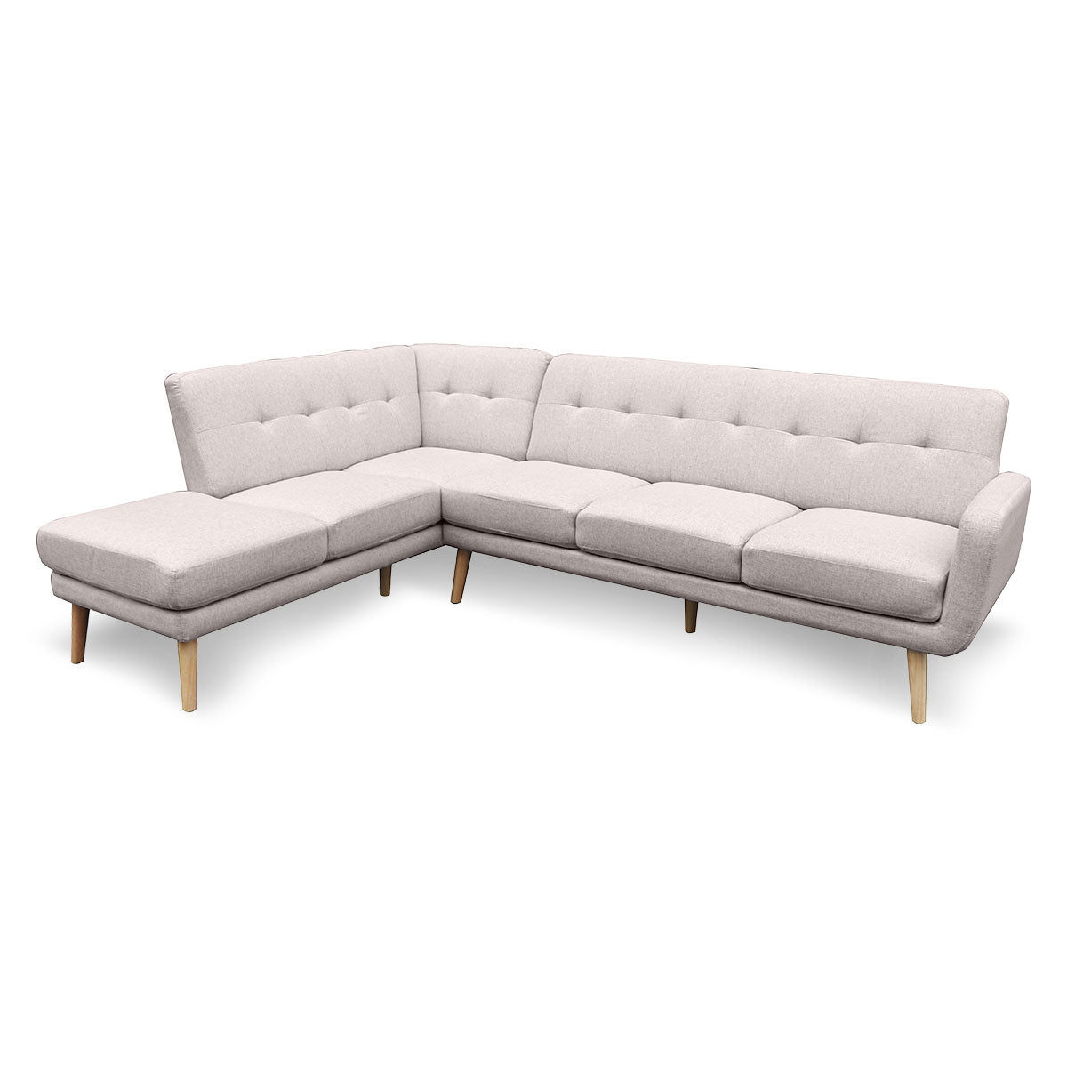 Linen Corner Sofa Lounge L-shaped Chaise Light Grey