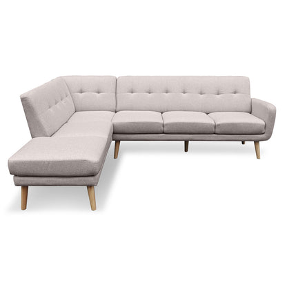 Linen Corner Sofa Lounge L-shaped Chaise Light Grey