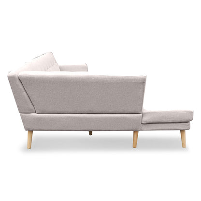 Linen Corner Sofa Lounge L-shaped Chaise Light Grey