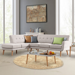 Linen Corner Sofa Lounge L-shaped Chaise Light Grey