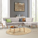 Linen Corner Sofa Lounge L-shaped Chaise Light Grey