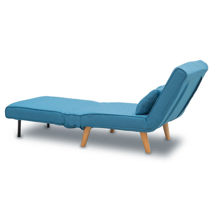 Adjustable Corner Sofa Single Seater Lounge Linen Bed Seat - Blue