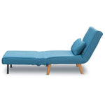 Adjustable Corner Sofa Single Seater Lounge Linen Bed Seat - Blue