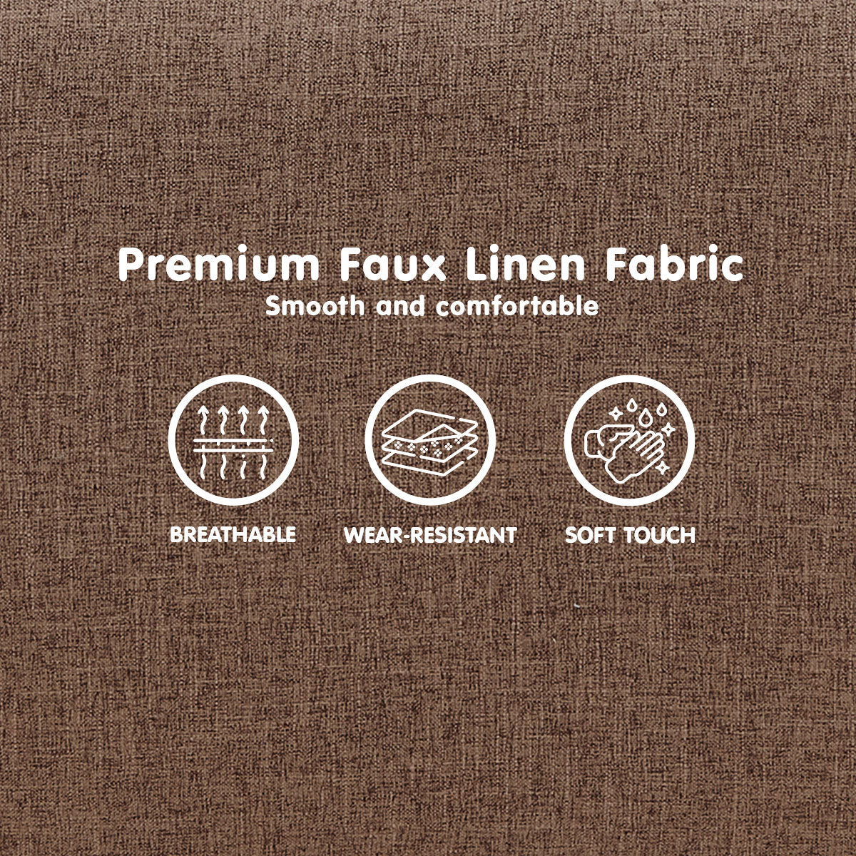 3 Seater Modular Linen Fabric Sofa Bed Couch Futon - Brown