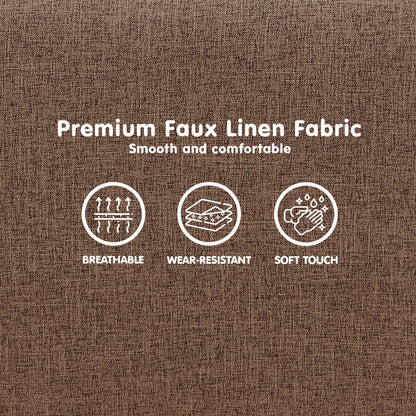 3 Seater Modular Linen Fabric Sofa Bed Couch Futon - Brown