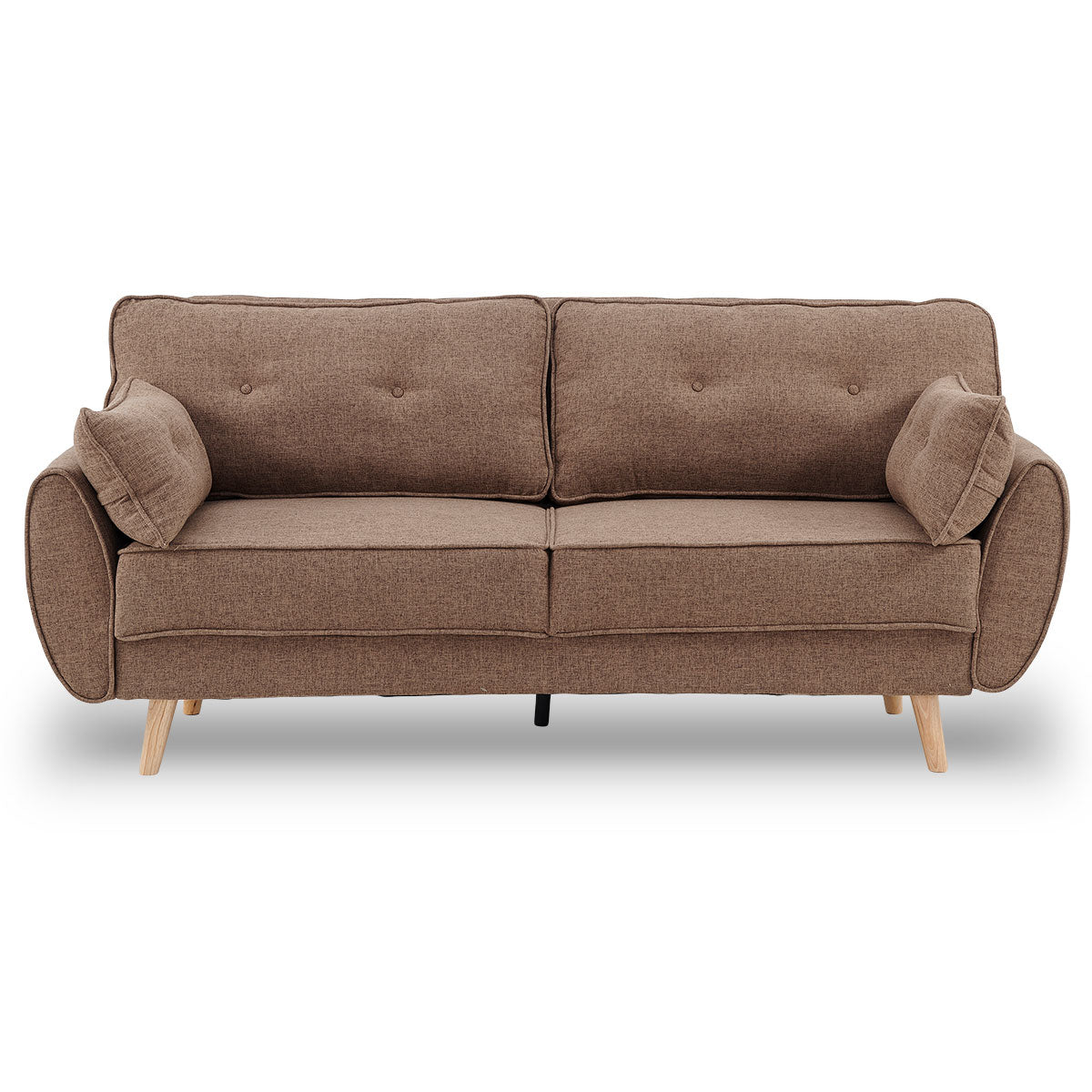 3 Seater Modular Linen Fabric Sofa Bed Couch Futon - Brown