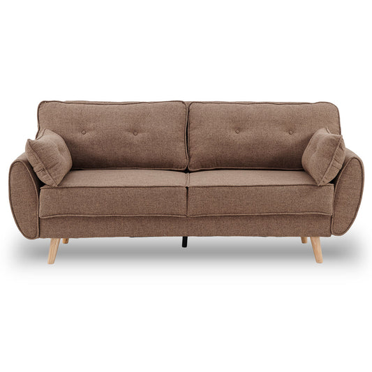 3 Seater Modular Linen Fabric Sofa Bed Couch Futon - Brown