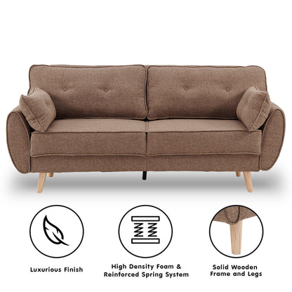 3 Seater Modular Linen Fabric Sofa Bed Couch Futon - Brown