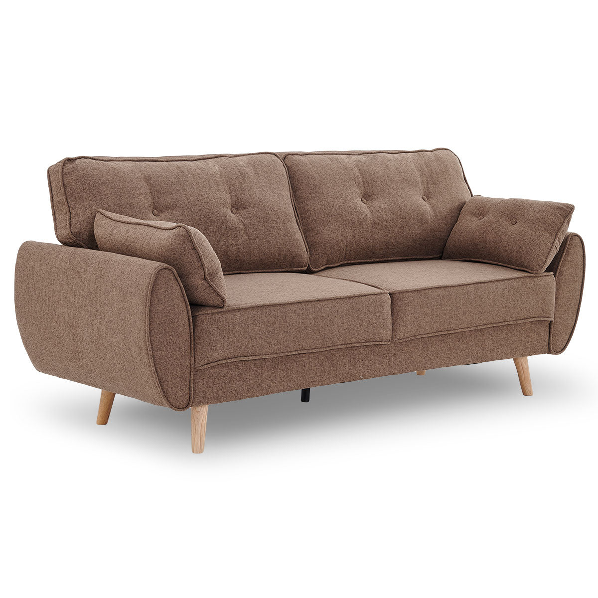 3 Seater Modular Linen Fabric Sofa Bed Couch Futon - Brown