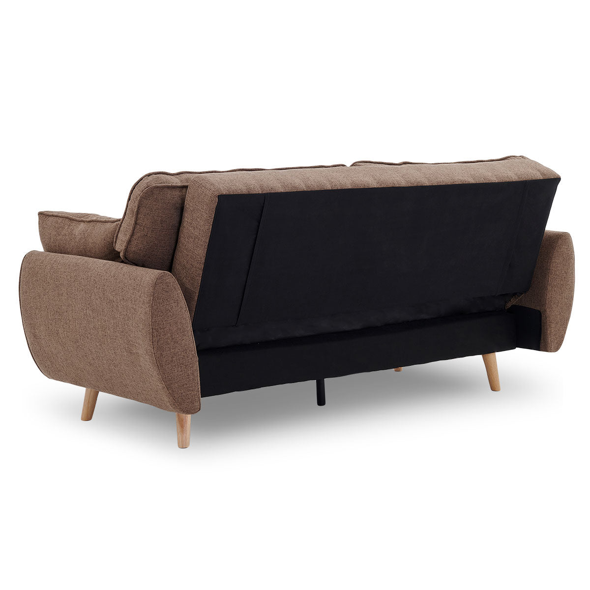 3 Seater Modular Linen Fabric Sofa Bed Couch Futon - Brown