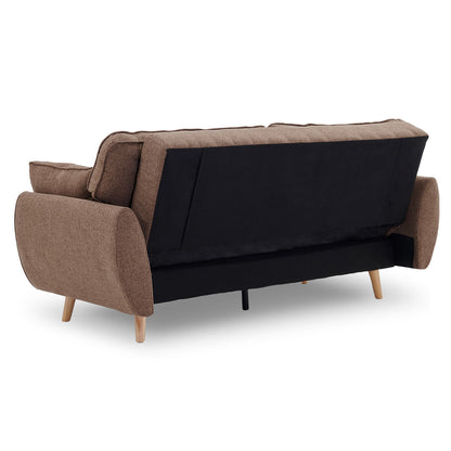 3 Seater Modular Linen Fabric Sofa Bed Couch Futon - Brown