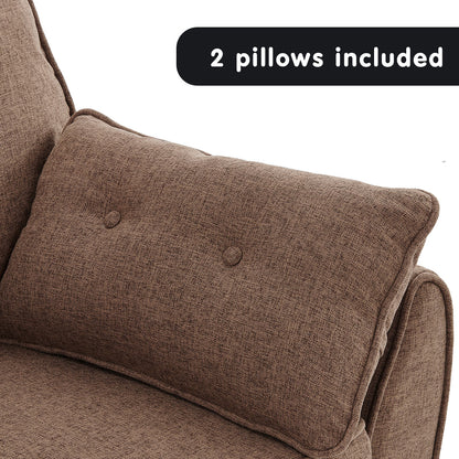 3 Seater Modular Linen Fabric Sofa Bed Couch Futon - Brown