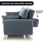 3 Seater Modular Linen Fabric Wood Sofa Bed Couch- Dark Grey