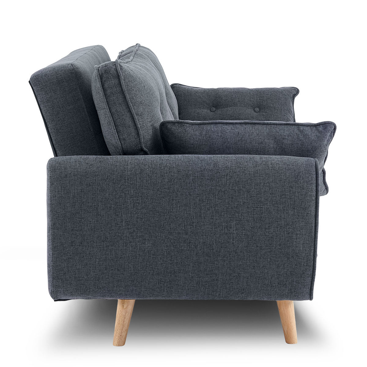 3 Seater Modular Linen Fabric Wood Sofa Bed Couch- Dark Grey