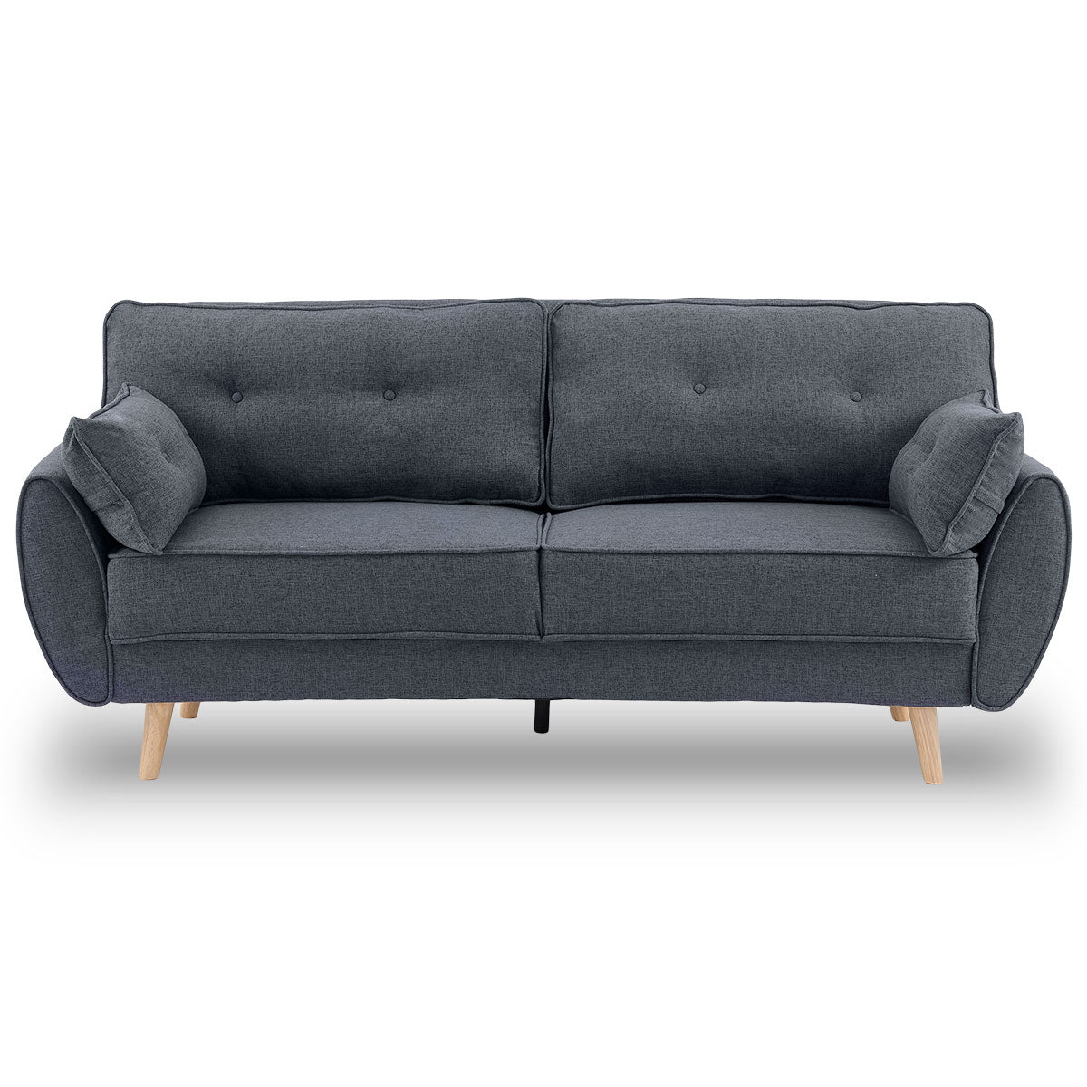 3 Seater Modular Linen Fabric Wood Sofa Bed Couch- Dark Grey