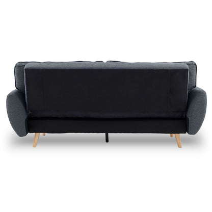 3 Seater Modular Linen Fabric Wood Sofa Bed Couch- Dark Grey