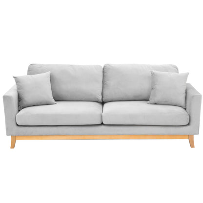 Sarantino 3 Seater Faux Velvet Sofa Bed Couch Furniture - Light Grey
