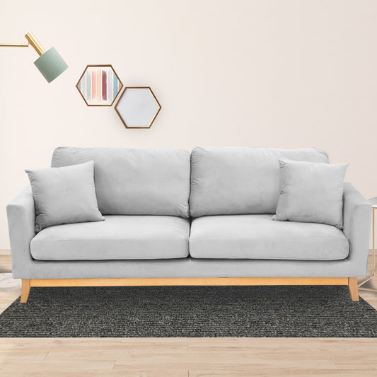 Sarantino 3 Seater Faux Velvet Sofa Bed Couch Furniture - Light Grey