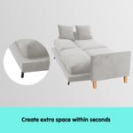 3 Seater Velvet Sofa Bed Couch Furniture - Light Grey