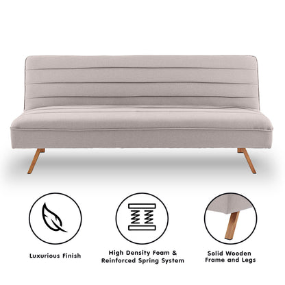 3 Seater Modular Linen Fabric Sofa Bed Couch Futon - Beige