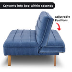 3 Seater Modular Linen Fabric Sofa Bed Couch  - Dark Blue