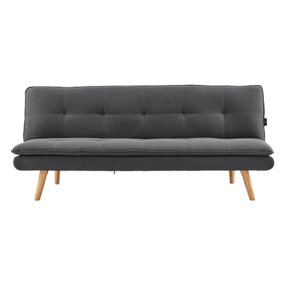 3 Seater Linen Sofa Bed Couch Lounge Futon - Dark Grey
