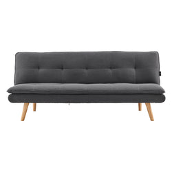 3 Seater Linen Sofa Bed Couch Lounge Futon - Dark Grey