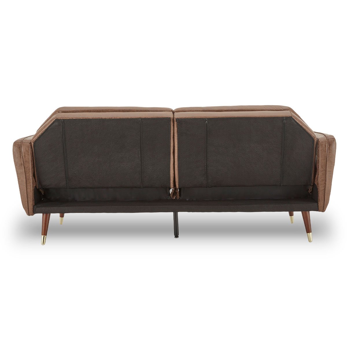 Faux Velvet Tufted Sofa Bed Couch Futon - Brown