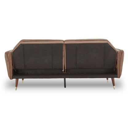 Faux Velvet Tufted Sofa Bed Couch Futon - Brown