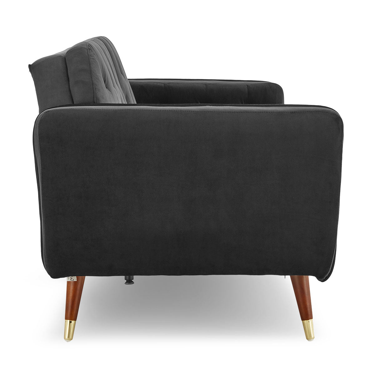 Faux Velvet Tufted Sofa Bed Couch Futon - Black