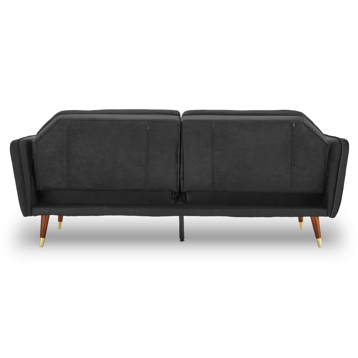 Faux Velvet Tufted Sofa Bed Couch Futon - Black