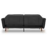 Velvet Tufted Sofa Bed Couch Futon - Black