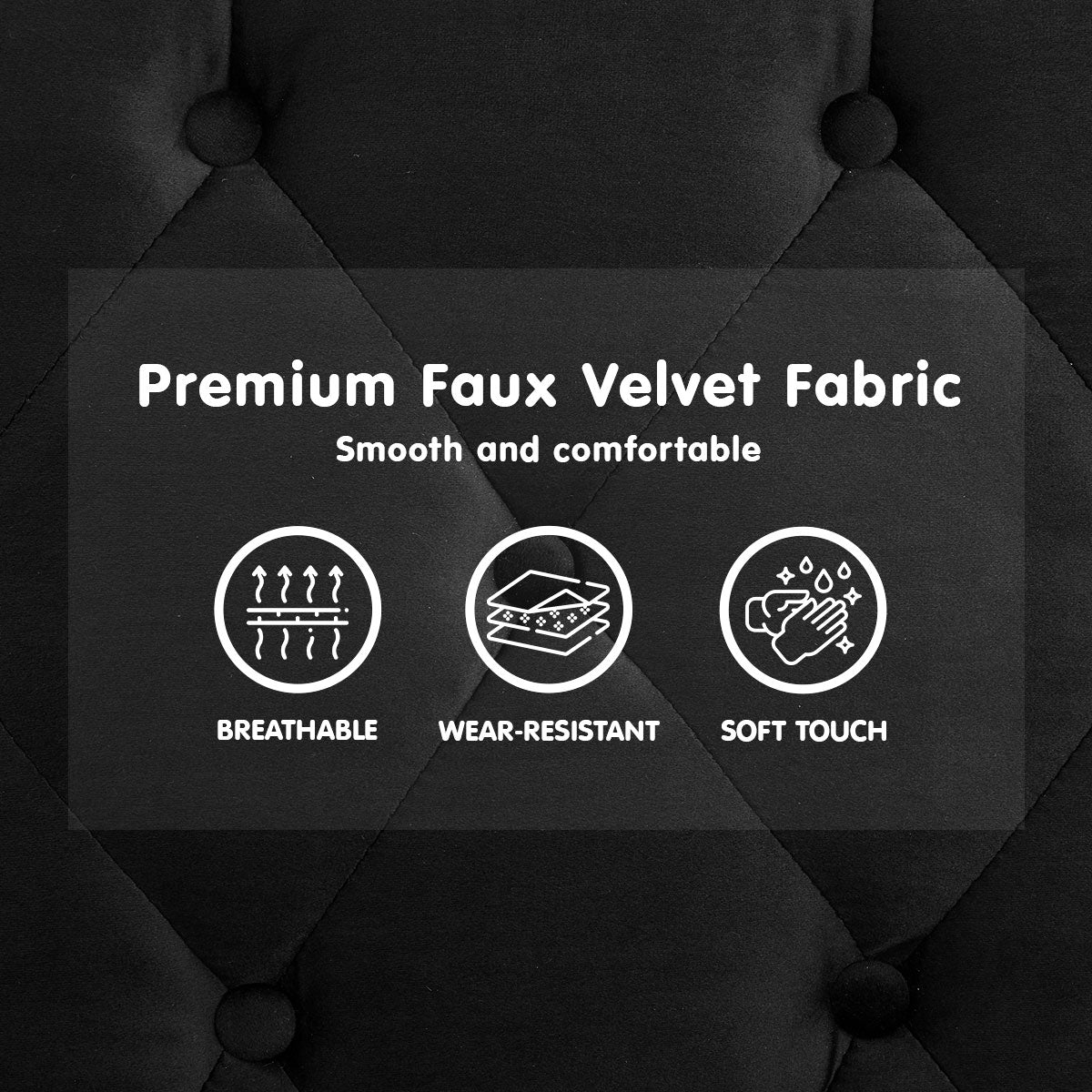 Faux Velvet Tufted Sofa Bed Couch Futon - Black