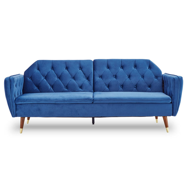  Velvet Sofa Bed Couch Furniture Lounge Suite Futon Blue
