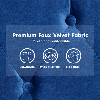 Faux Velvet Sofa Bed Couch Furniture Lounge Suite Futon Blue