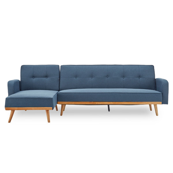 3-Seater Corner Sofa Bed with Chaise Lounge - Blue