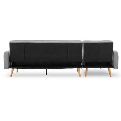 3-Seater Corner Sofa Bed with Chaise Lounge - Light Grey