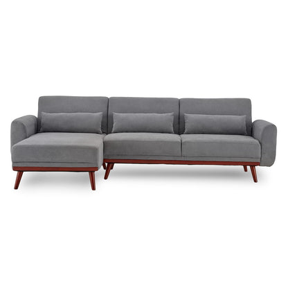 Velvet Sofa Bed Couch Lounge Chaise Cushions Light Grey