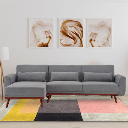 Velvet Sofa Bed Couch Lounge Chaise Cushions Light Grey