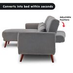 Velvet Sofa Bed Couch Lounge Chaise Cushions Light Grey