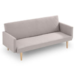 3-Seater Faux Linen Sofa Bed Couch - Beige