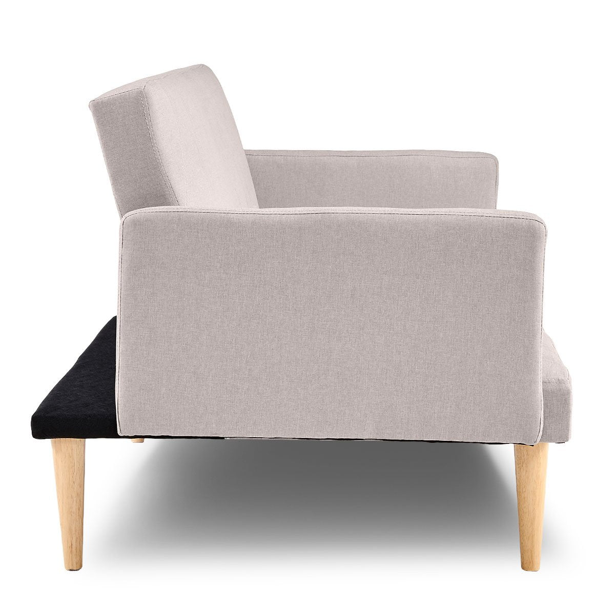 3-Seater Faux Linen Sofa Bed Couch - Beige