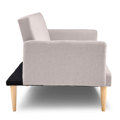 3-Seater Faux Linen Sofa Bed Couch - Beige
