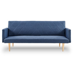 3-Seater Linen Sofa Bed Couch - Blue
